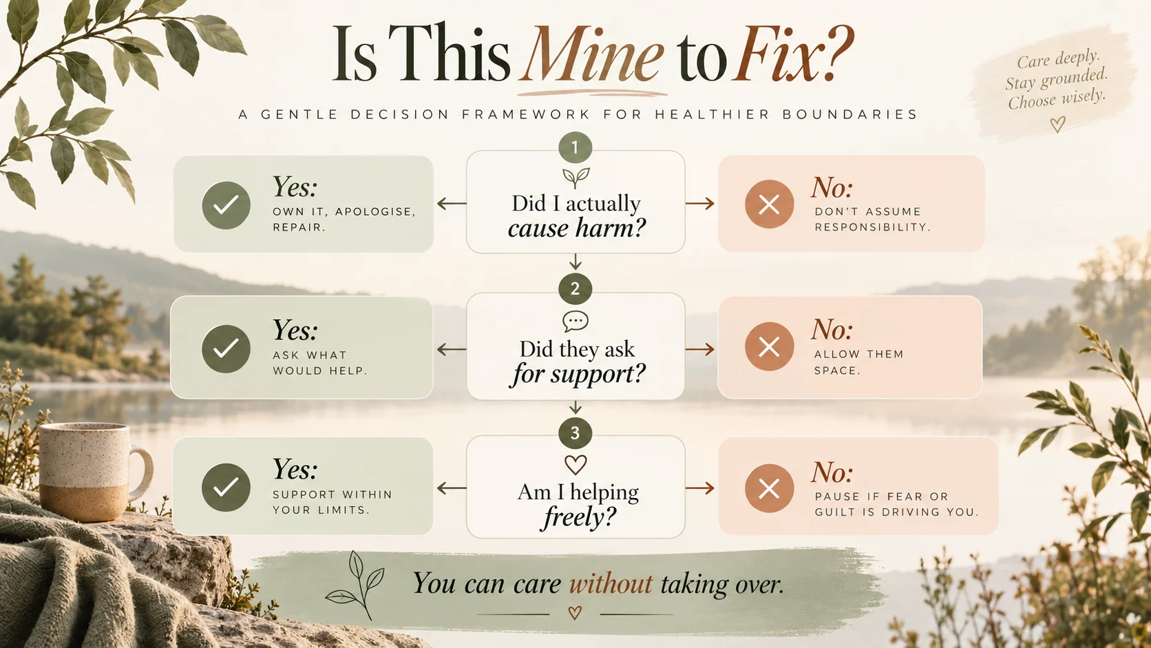 Decision framework for separating genuine responsibility from emotional over-responsibility.