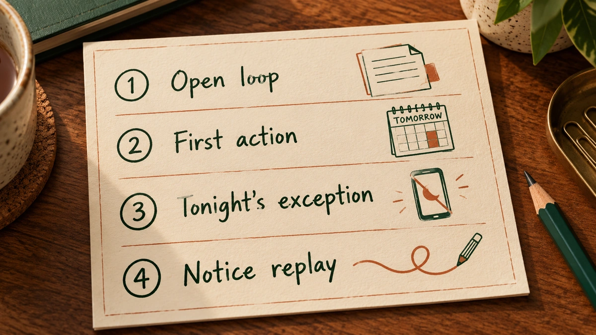 Four steps of the Work to Home Handover on one card