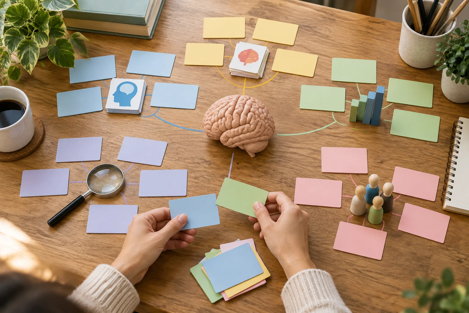 Unit-wise psychology syllabus study map with blank flashcards