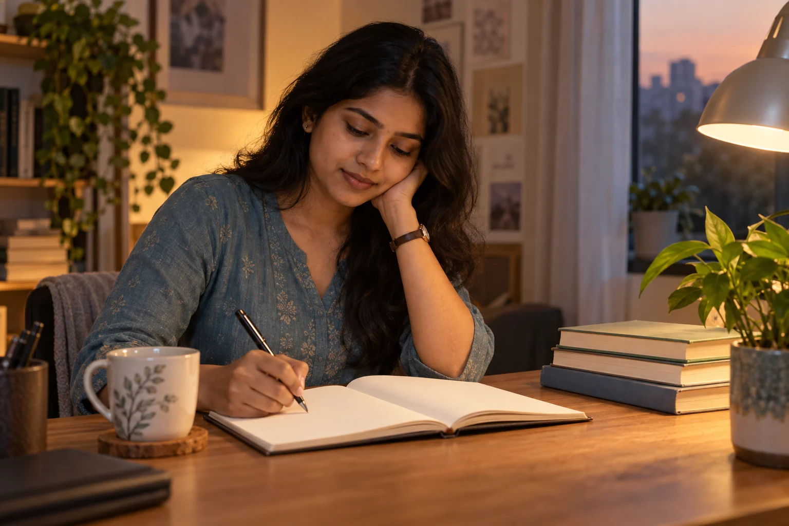 Clinical psychology trainee writing reflections after supervised practice